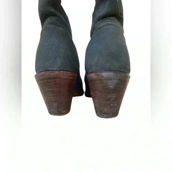 Laredo women’s suede heel gray with mustard yellow inlays accent sz 7 vintage - Picture 9 of 11